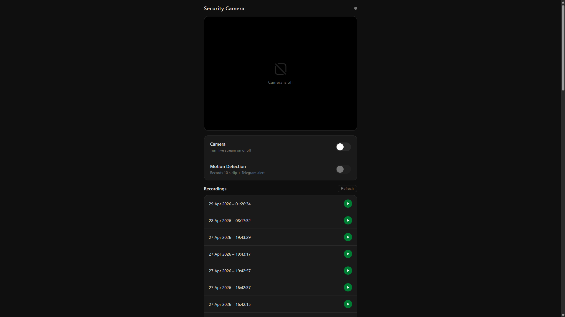 Home security with motion detection